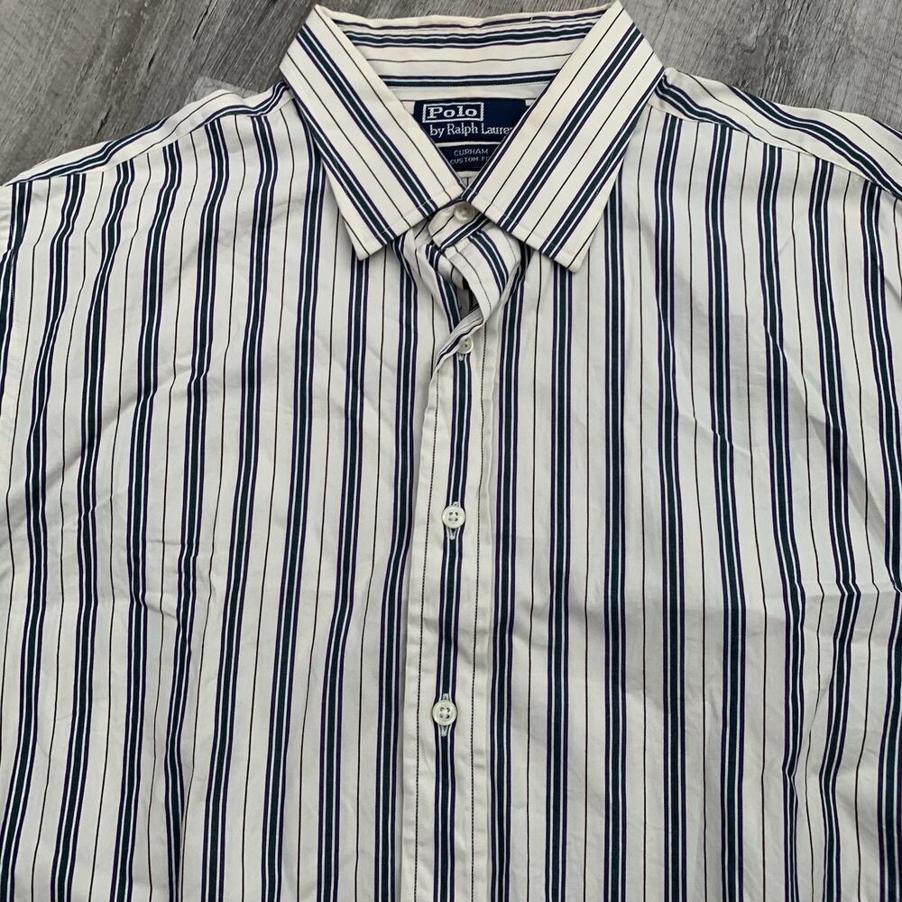 POLO Ralph Lauren Curham Shirt Mens XXL Ivory Multi Striped Button Down Custom